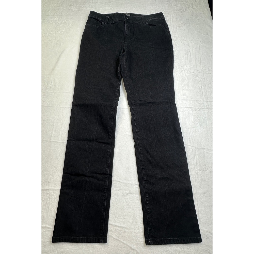 Chico's Additions Straight Leg Jeans Womens 1.5 Regular Black Stretch Denim